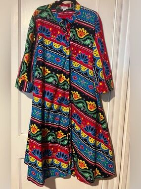 Bold Multicolor Floral-Striped  Zuri Dress
